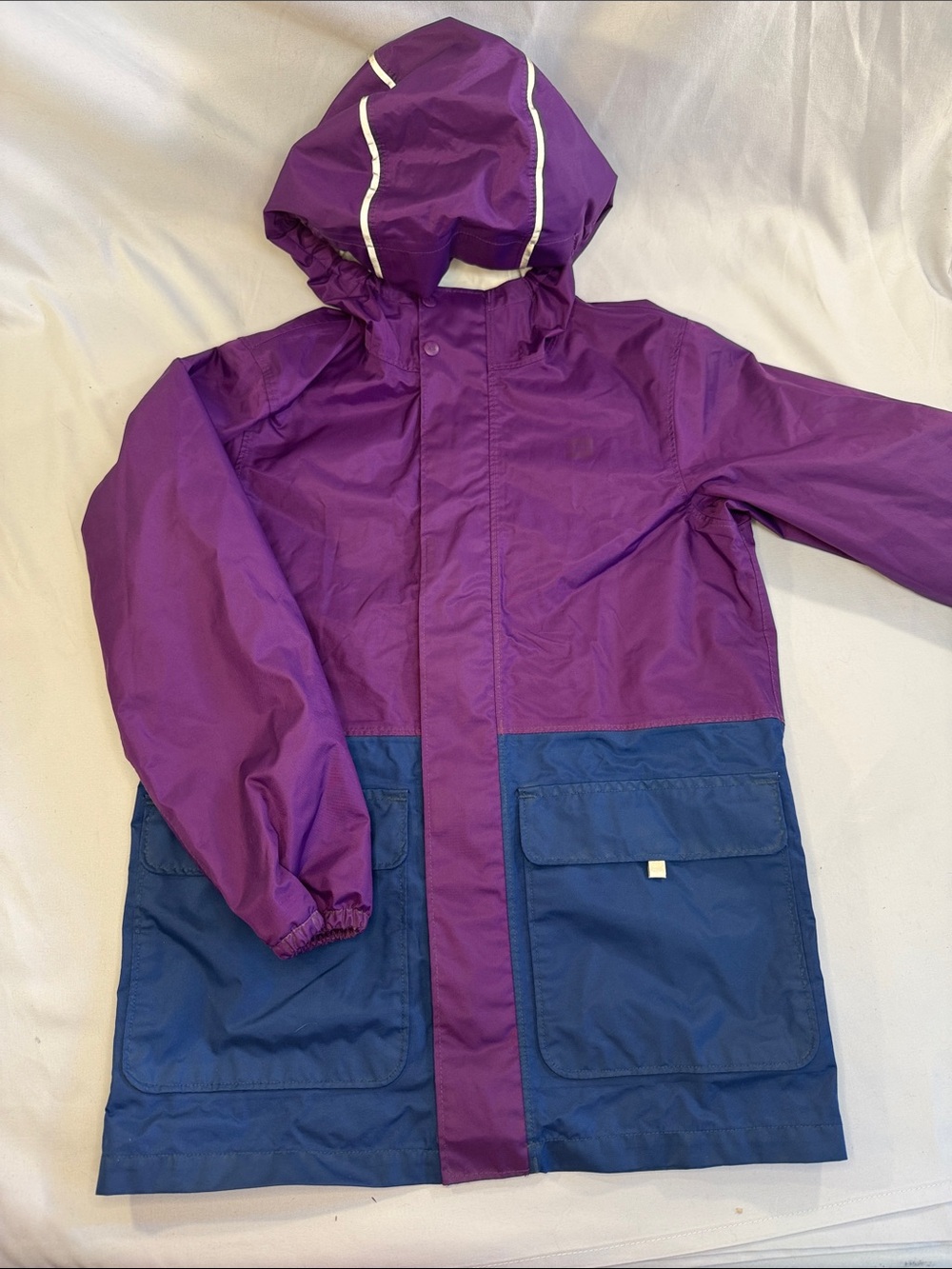 MEC Purple and Navy Hooded Kids Raincoat